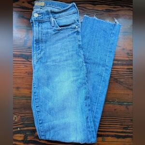 Mother The Looker Fray Ankle Skinny Jeans – Custom Painted Leopard Back Size 26